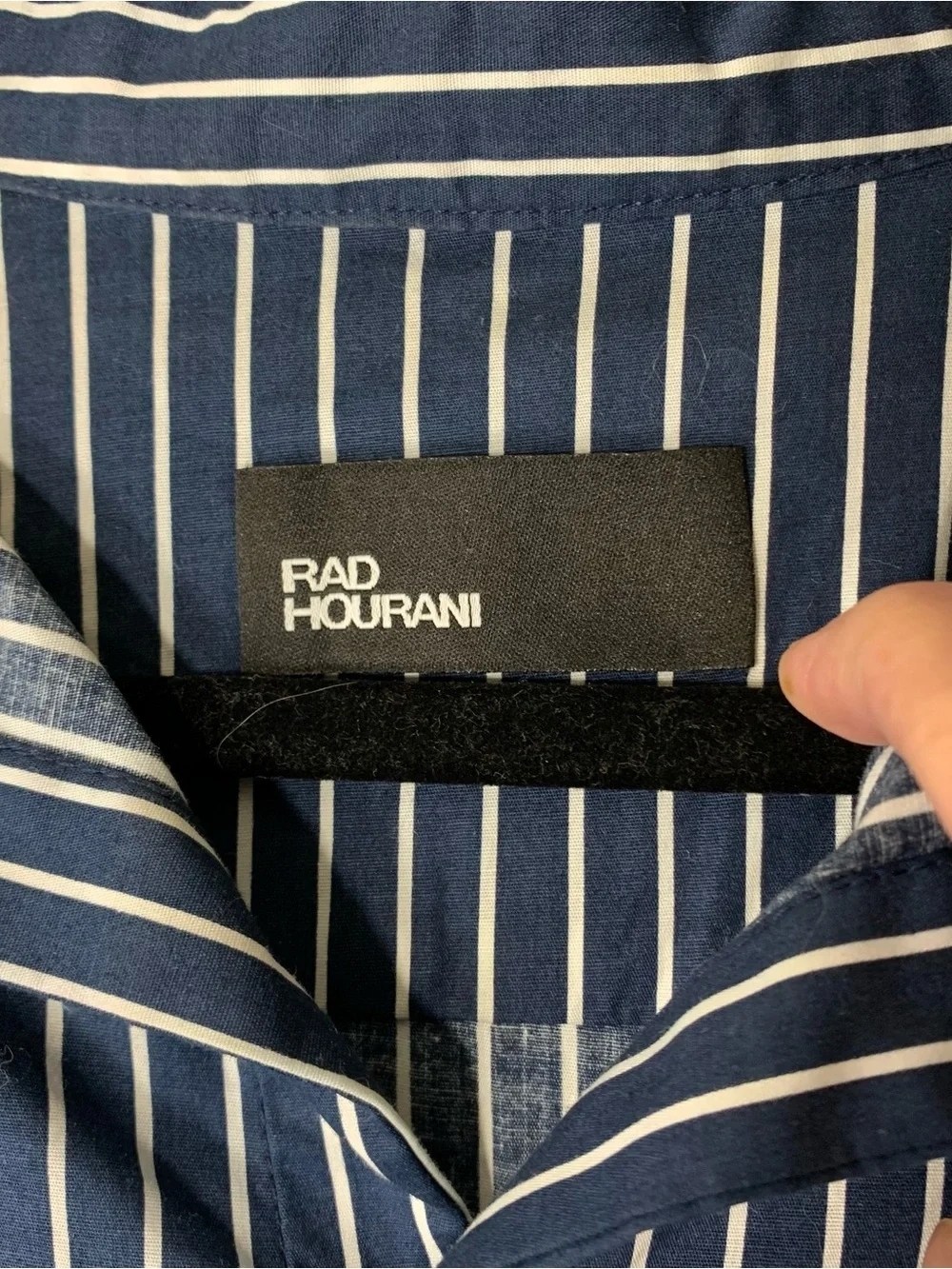 Rad Hourani Striped Navy White Blouse Unisex S Cotton Long Sleeve Quiet Luxury - Picture 5 of 14